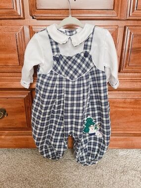 Petit Ami Baby Boy 6 Month Plaid Outfit